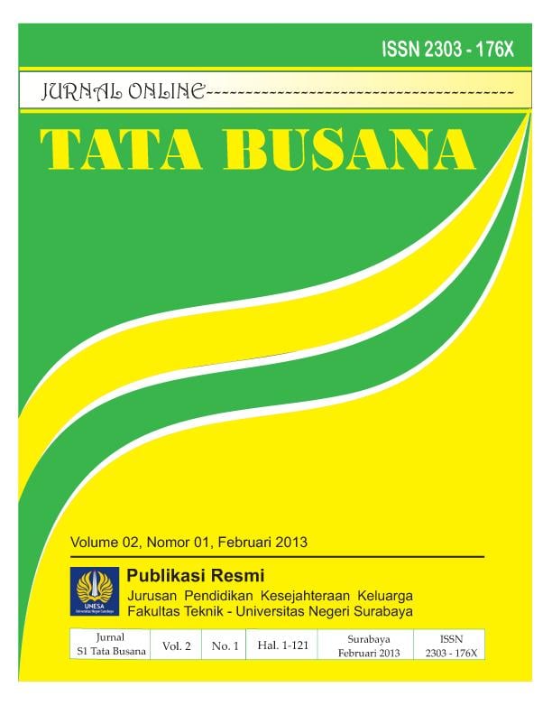 					View Vol. 13 No. 1 (2024):  Jurnal Online Tata Busana Maret 2024
				